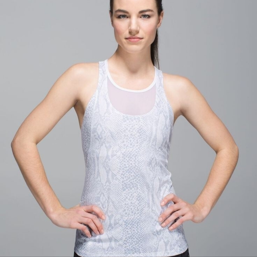 Lululemon Mesh With Me Tank Size 6 White Gray